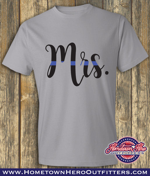 Blue/Red Line Mrs. and Mom shirts
