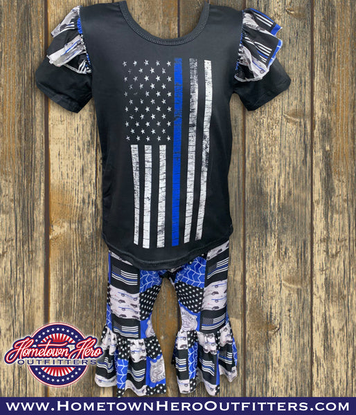 Blue/Red Line Dress and Pant Set