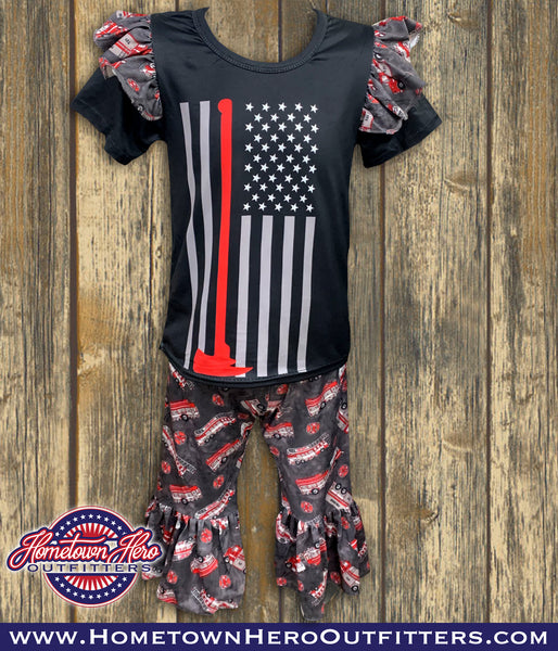 Blue/Red Line Dress and Pant Set