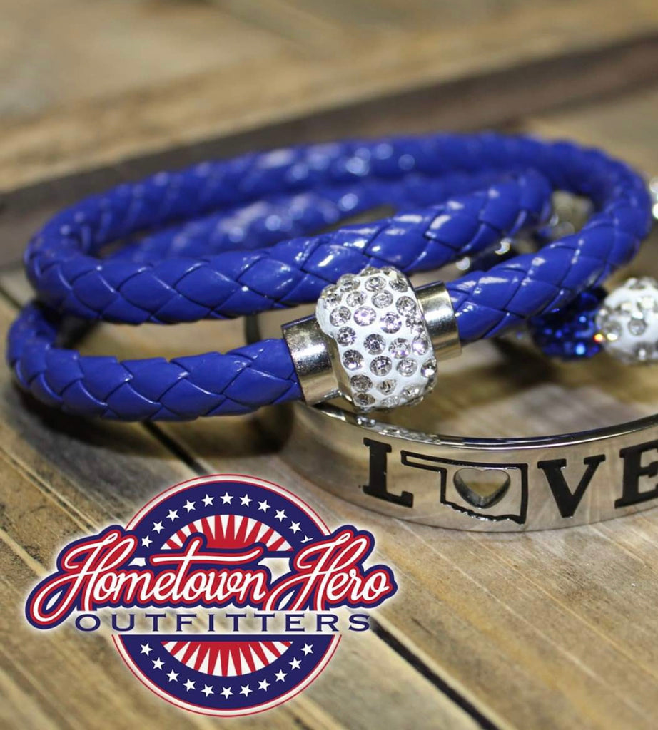 Blue leather wrap